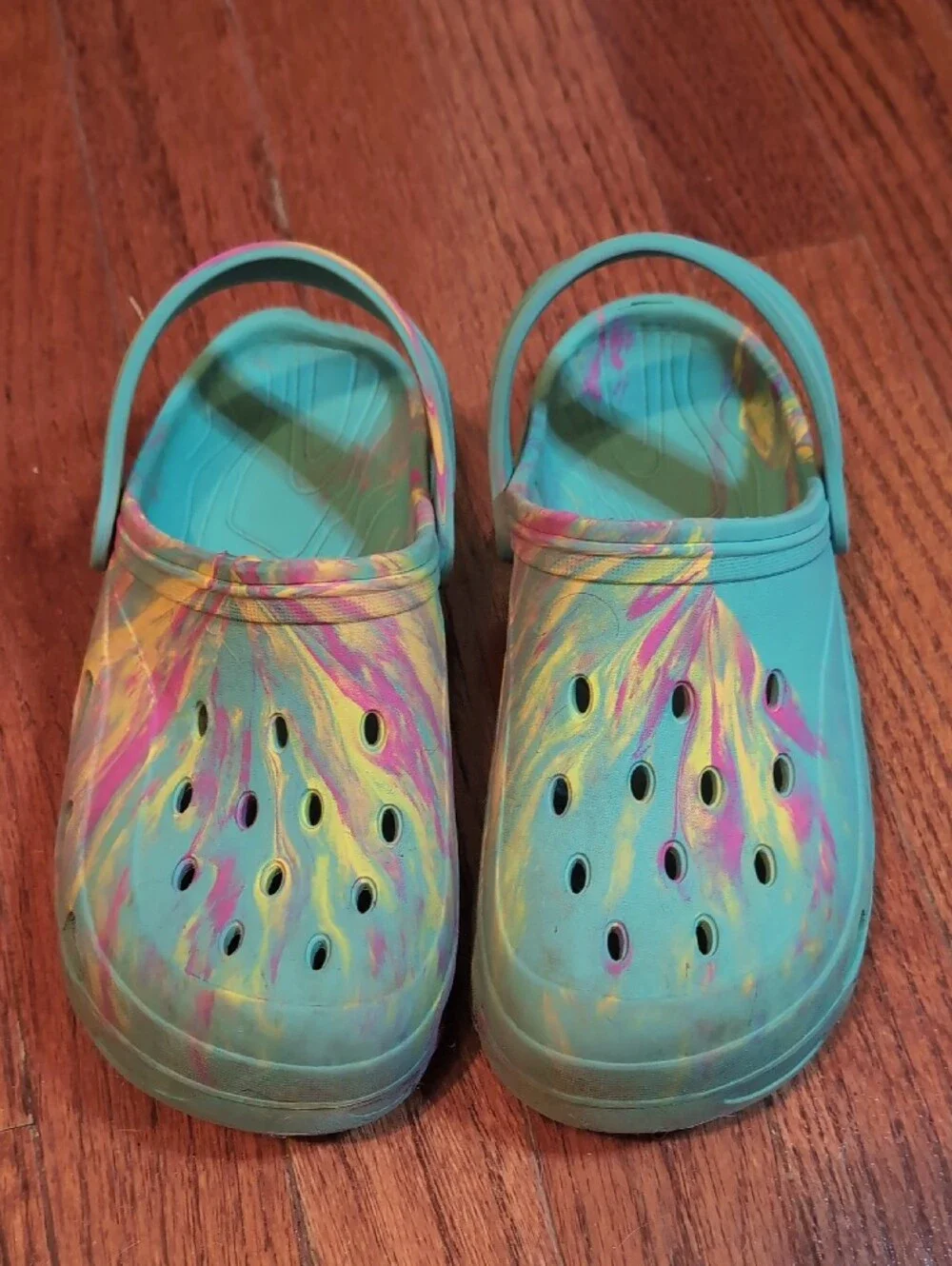 Kids Slip-On Clogs Size 2 (33) Teal Tie-Dye